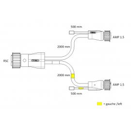 Rear lamp cable with flat cables and straight overmoulding 16V